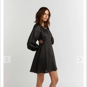 DISSH Evans Black Linen Cutout Dress
